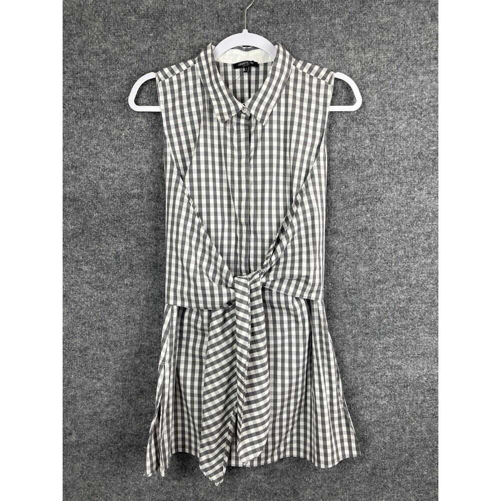 Lafayette 148 Mariel Ginghamâ Tie Waist Tunic Size Large